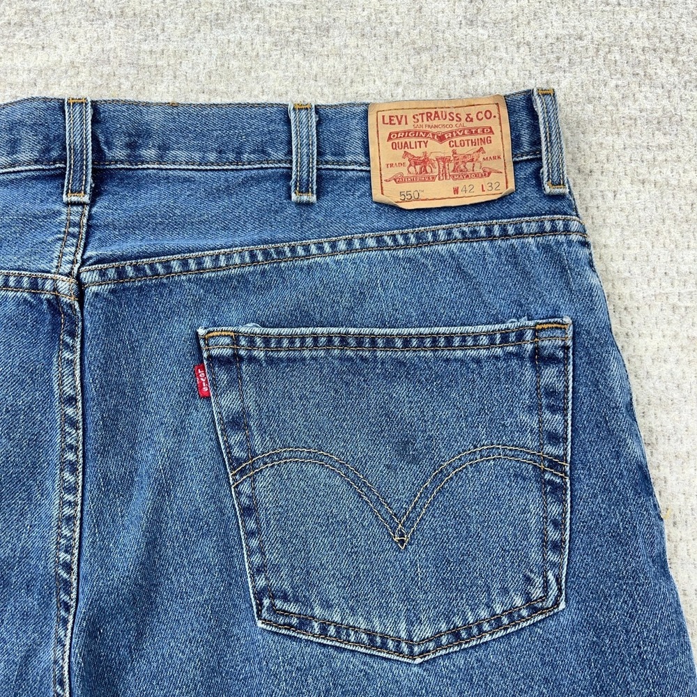 Vintage Levis 550 Jeans Men 42x32 Relaxed Fit Straight Leg Y2K Baggy Grunge Worn - Picture 8 of 16